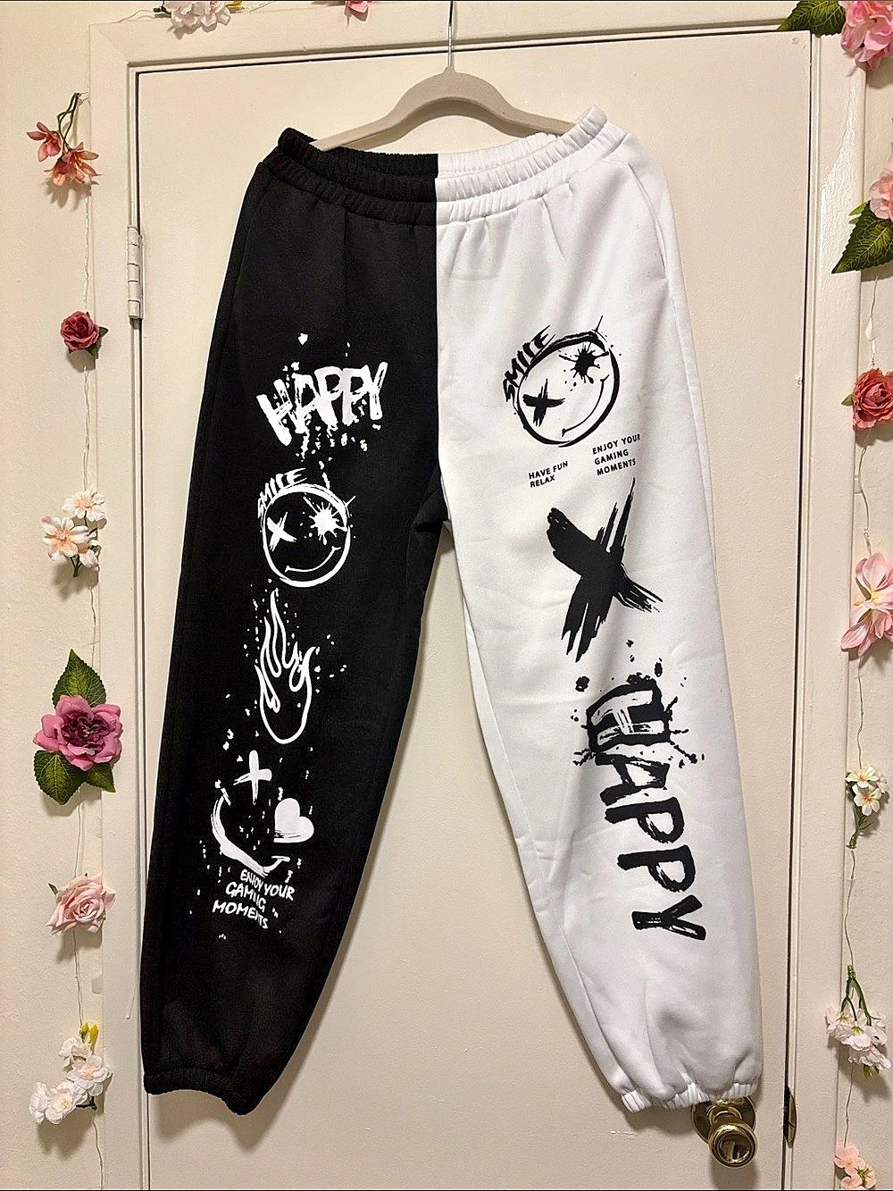 SHEIN Color Block Graphic Joggers Size Large Like New